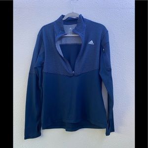 ADIDAS Climate Sweatshirts, blue L, red XL.